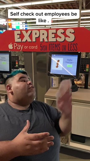 Self check out employees be like 😂. Who else loves self check out ? Lol #fyp #selfcheckout #employee #retail