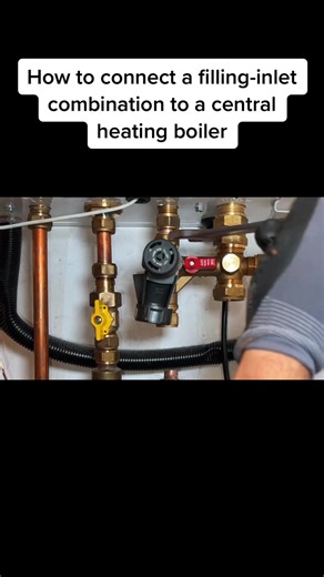 A Plumber shows how to connect a filling-inlet combination to a central heating boiler This makes filling the CV installation very easy. You no longer have to fill with a filling hose. All you have to do is open the handle of the tap and the central heating will start filling. Many people have problems filling the central heating system. Often it will leak and or you will not get the hose coupling on properly, causing it to leak. This way everyone can fill their central heating system without an
