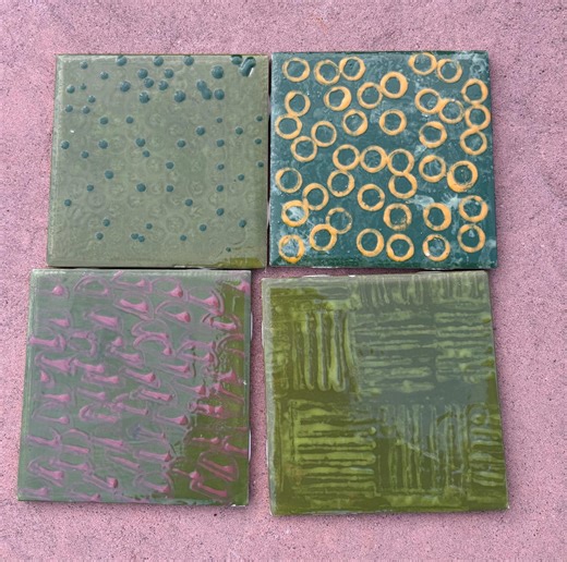 Green Patterned Ceramic Tile for Mosaic - Etsy
