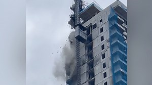Watch: Crane falls from top of high rise in the Philippines after quake