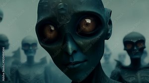 Close up view of extraterrestrial probe during investigation at alien site