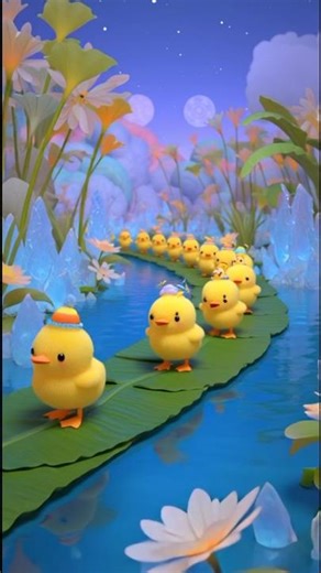 🦆 Ducks Journey on Floating Leaf 🌊🌈 | Fantasy 3D Shorts