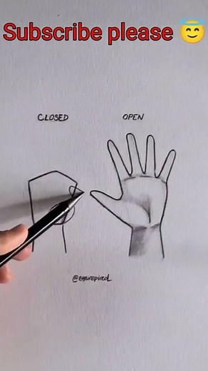 Step by step draw open and close hand easily 🥰