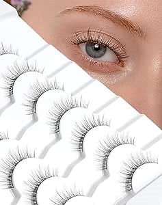 Mink Lashes Natural Look Wispy Eyelashes Short Wispy False Lashes 9mm 3D Strip Fake Eyelashes C Curl Eye Lashes 7 pairs S2