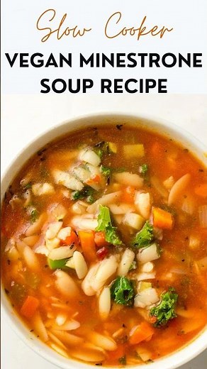 Vegan Minestrone Soup Recipe | Easy Slow Cooker Crockpot Soup