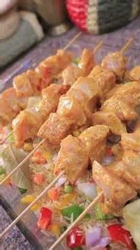 شيش طاووق مع رز بالخضار بالفرن 😋 #viral #مطبوخه #عشاءلذيذ #food #recipe