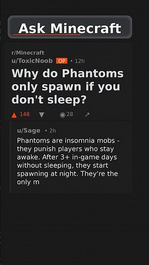 Why do Phantoms only spawn if you don't sleep? #minecraft