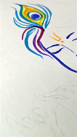 one stroke krishna masterpiece colour drawing easy/easy krishna drawing #colordrawing #shorts #art