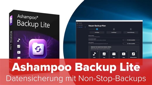 Ashampoo Backup Lite: Datensicherung mit Non-Stop-Backups