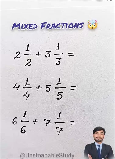 Mixed Fractions Made Easy | Simple Math Tricks ✨➗ #fblifestyle #unstoapablestudy #learnfractions #mixedfractions #fractions #FractionsAndDecimals | Unstoapablestudy0111