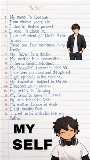 Myself in English | Best Self Introduction for Students #shorts #myself