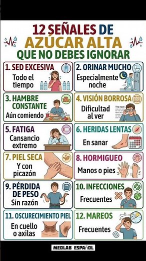 🚨 12 Señales de AZÚCAR ALTA que NO Debes Ignorar 🩸