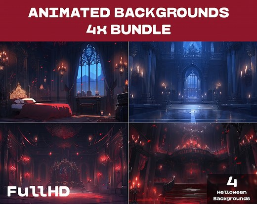 Animated Vampire Castle Backgrounds | Looped Stream Overlays (MP4) - Etsy