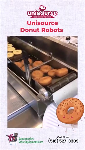 🍩 Watch the magic happen! Unisource Donut Robots produce fresh, perfectly shaped donuts fast and consistently, perfect for bakeries, cafes, and high-volume shops. More output. Less labor. Bigger profits. 📞 Call now: (516) 527-3309 #DonutRobot #DonutMachine #CommercialBakery #BakeryEquipment #FreshDonuts