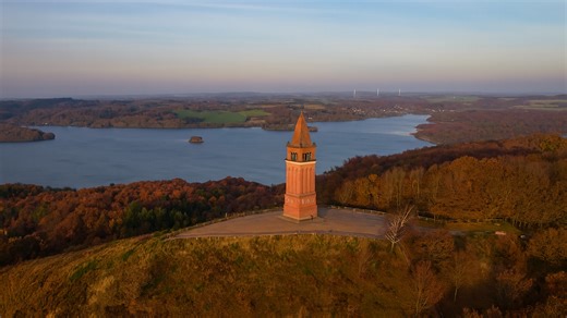Himmelbjerget Tower and Lake Julsø, Denmark in 4K