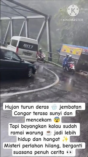 Hujan Deras di Jembatan Cangar 🌧️ Bakal Ramai Kalau Ada Warung! #Cangar #Viral #Misteri