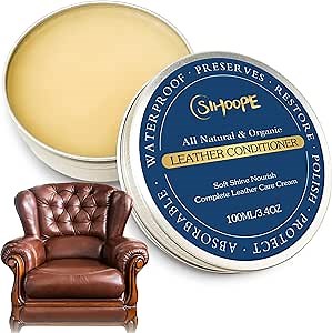 Leather Conditioner Cleaner-Waterproof-Beeswax-Oil - Natural Leather Treatment Care Couch Recliner Shoe Jacket Boot Coat Purse Bag Saddle Harness Polish Soft Nourishing Breathe Leather Wax Oil