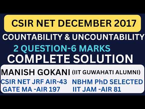 CSIR NET DECEMBER 2017 COUNTABILITY & UNCOUNTABILITY COMPLETE SOLUTION WITH MANISH SIR #csirnet2026
