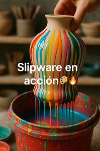 169K views · 2.2K reactions | En este video vemos la técnica slipware, donde la pieza se sumerge en barbotina coloreada para crear patrones al escurrir. Se suele aplicar en estado de cuero o bizcocho, y al combinar colores y movimientos se logran diseños únicos. Es una técnica histórica y expresiva que aún hoy sigue transformando piezas utilitarias en arte  Solicitar créditos al MD #ceramica_emprendedor #cursoceramica #cerámica | Cerámica.Emprendedor | Facebook