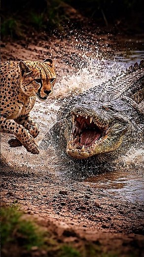 Cheetah vs Crocodile 🐆🐊 Speed Saves Life!