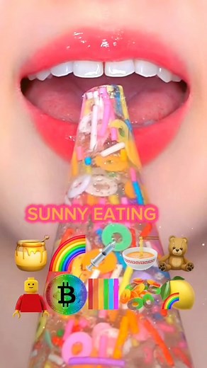 Rainbow asmr emoji food challenge eating sound #asmr #asmrsounds #asmrvideo #relaxing | Sunny Eating Reels