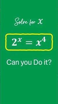 Solution of an Exponential Equation| Can You Do it?