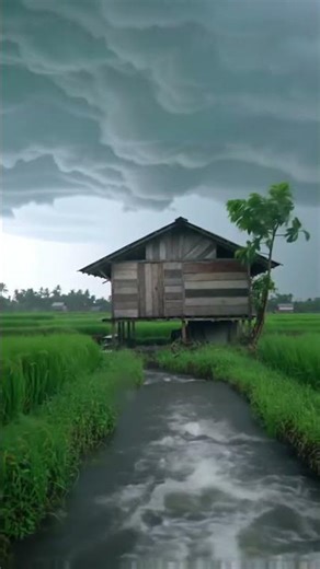 The pouring rain and the howling wind on the quiet hut