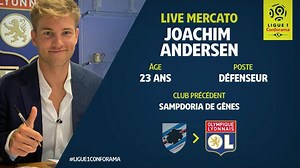 ✍️ Il était attendu depuis quelques jours, c'est désormais officiel, Joachim Andersen 🇩🇰 est un nouveau joueur de l'Olympique Lyonnais - OL ! 📰➡️ https://bit.ly/2XMj1Ie | Ligue 1 McDonald's