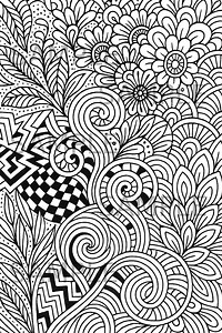 Floral Swirl Coloring Page, Abstract Flower and Checkerboard Pattern, Zen Geometric Design, Printable Adult Coloring Sheet for Relaxation - Etsy