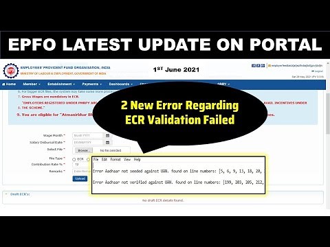 EPFO Latest Update| Error Aadhaar not seeded Against Uan | PF ECR File failed | Aadhaar not verified