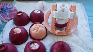 Medic training baby birth. Training model for students studying medicine