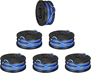 2900719 String Trimmer Line 20ft 0.065“ Compatible with Greenworks 2101602, 2101602A, STBA40B210, 2101602, ST40B410, BST4000 Dual line String Trimmers (6 Pack)