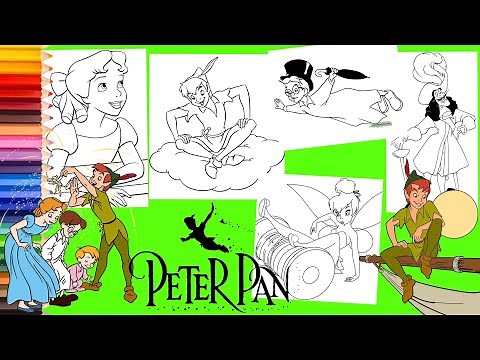 Coloring Disney Peter Pan Wendy Tinker Bell Dr John & Captain Hook - Coloring Pages with Animation