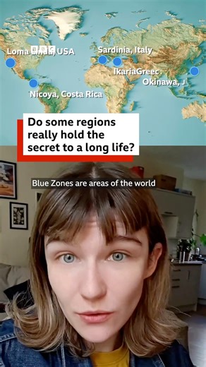 12K views · 120 reactions | Do some regions really hold the secret to a long life? Blue Zones are areas of the world where, supposedly, an unusually high number of people live to be over the age of 100. The BBC's Ella Hubber takes a look to find out if it's really true.  More about the science of aging: https://bbc.in/4ogo2WR | BBC World Service | Facebook