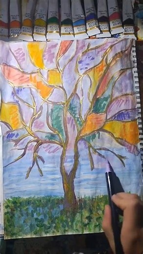 Golden Tree Painting #golden #peregrineart #art