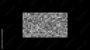 Pixel censored. Black censor bar concept. Censorship rectangle. Abstract black and white pixels geometric background. Animation with Alpha transparent background for easy use in your video. Loop