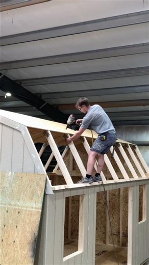 ￼ when the trusses need sheating do this! #construction #diy #sheds #carpentry #roofing