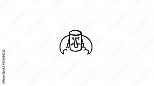 Cartoon crazy doodle aspen stake whiteboard. Seamless loop horror character crazy doodle black and white linear style hand drawn.