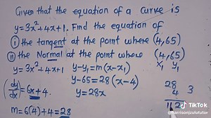 Calculus* Equation Of the Normal And Tangent