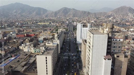 Aerial view of avenida tacna traffic in lima peru
