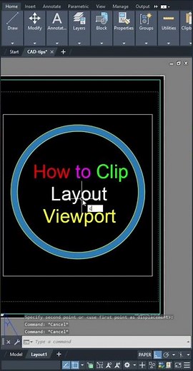 AutoCAD Tips - 27 Clip Layout Viewport Boundary #Shorts