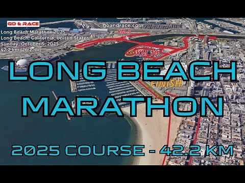 Long Beach Marathon 2025: 3D Video Course Map | 42.2 km - Long Beach