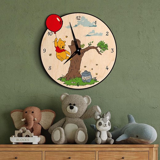 Winnie the Pooh Wall Clock, Pooh Bear Clock, Nursery Wall Clock, Pooh Bear Gift, Adorable Wall Clock, Bear Wall Clock, Kids Room Wall Clock - Etsy