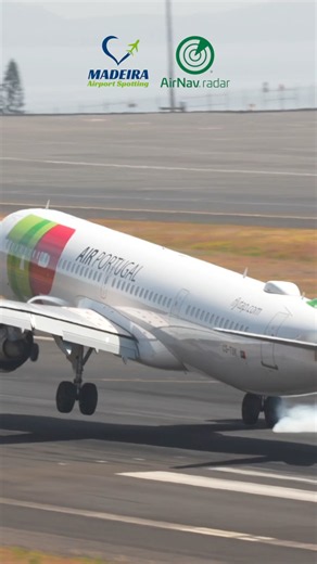 TAP Airbus A321LR tailwind landing at Madeira Airport
