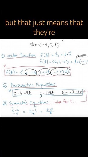 Vector, Parametric, Symmetric Equations - Lines in 3D