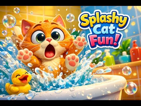 Splashy Cat Fun! 🐱💦 | Funny Cartoon Poem for Kids