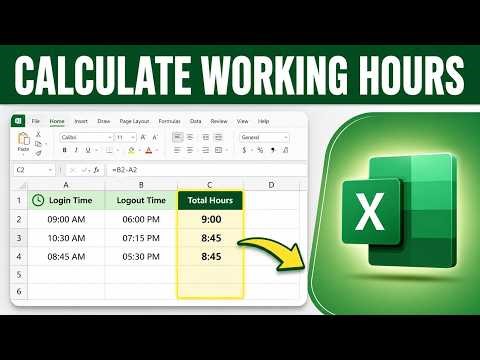 How to Calculate Total Working Hours in Excel (Login & Logout Time) | Excel Timesheet Formula
