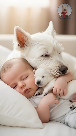 38K views · 1.4K reactions | The definition of pure love and sweet dreams in one frame. 懶 #westie #westielove #westiepuppy #sleepingbaby #cutenessoverload #bestfriends #fblifestyle #bmw #whwt #dogsofinstagram #puppylove #sweetdreams #guarddog | I Love Westies | Facebook
