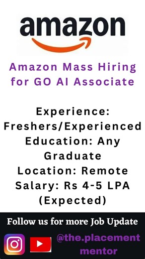 Amazon Go AI Associate Vacancy ✨ | Any Graduate Can Apply#amazonjobs