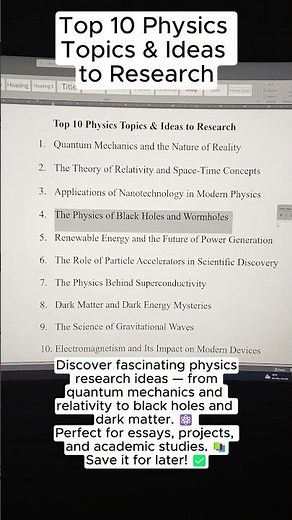 Top 10 Physics Topics & Ideas to Research